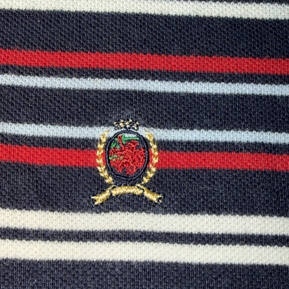 Vintage Tommy Hilfiger Striped Polo Shirt Mens Large 90s Y2K Cotton - Picture 2 of 7